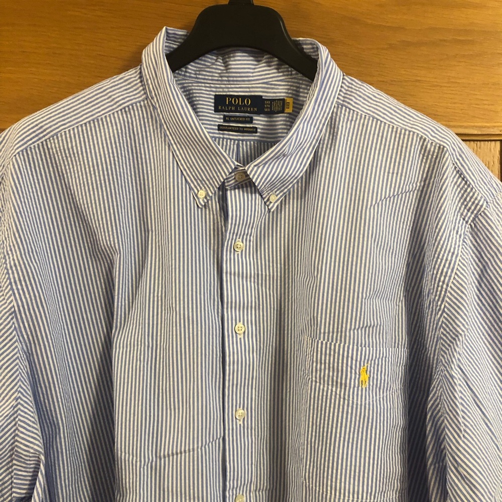 NWOT Polo Ralph Lauren RL Untucked Fit Seersucker Short Sleeve Shirt Sz 5XB 5XL - Picture 5 of 8